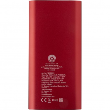 Juice 8000 mAh Type-C recycled aluminium wireless power bank