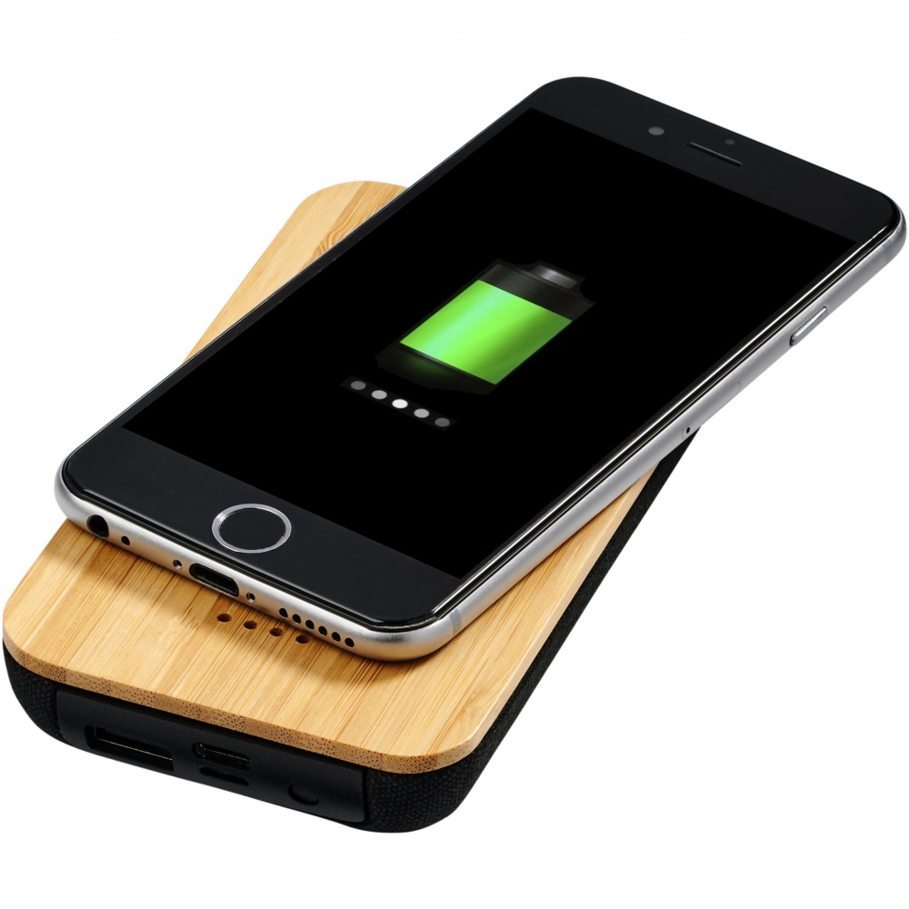 Future 6000 mAh bambusest ja kangast juhtmevaba akupank – tootefoto