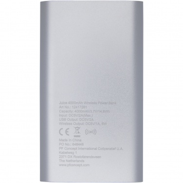 Juice 4000 mAh juhtmevaba laadimisega akupank, hõbedane – detailvaade 3