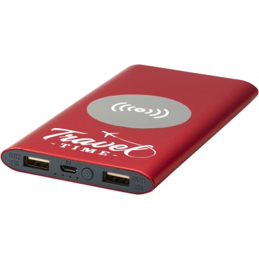 Juice 8000 mAh juhtmevaba laadimisega akupank logoga, punane – detailvaade 4