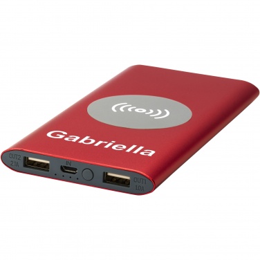 Juice 8000 mAh juhtmevaba laadimisega akupank logoga, punane – detailvaade 5