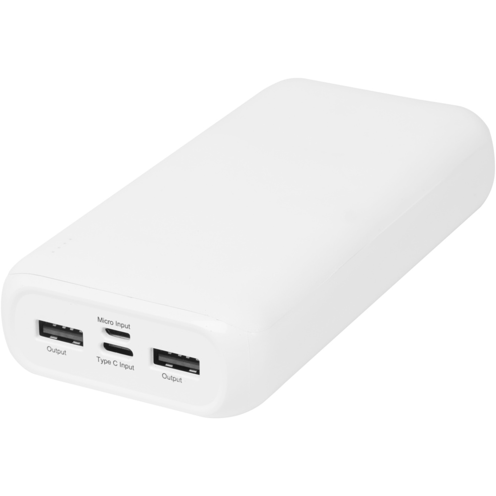 Electro 20 000 mAh taaskasutatud plastist akupank, valge, värvivariant