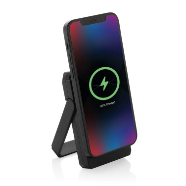 Must Skywave RCS 5 000 mAh päikeseakupank — telefoni püstine juhtmevaba laadimine, logoga personaliseeritav – Logo.ee