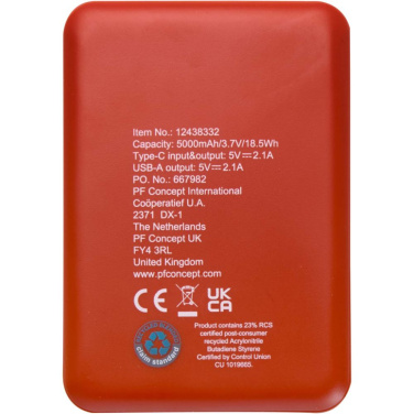 Asama 5000 mAh Type-C taaskasutatud plastist akupank – tagantvaade