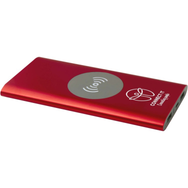 Juice 8000 mAh Type-C taaskasutatud alumiiniumist juhtmevaba akupank logoga – trükinäidis