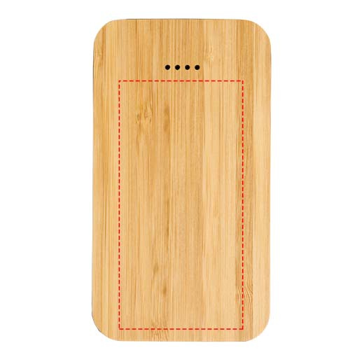 Future 6000 mAh bambusest ja kangast juhtmevaba akupank: Logo asukoht – paneel