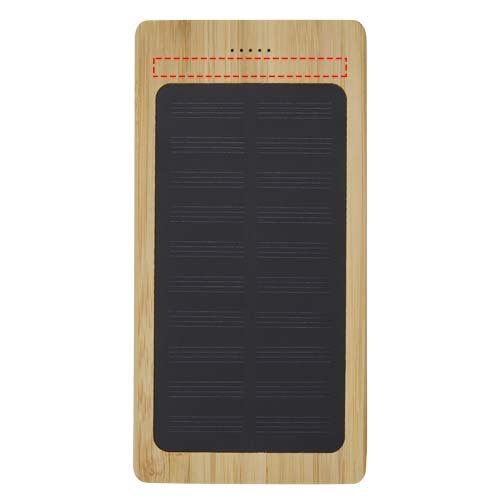 Akupank Alata 8000 mAh bambusest päikesepank: Logo asukoht – eespool