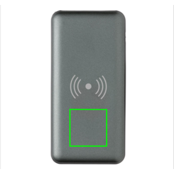 10 000 mAh kiirlaadimine 10 W juhtmeta akupank: Logo asukoht – toote esikülje alaosa