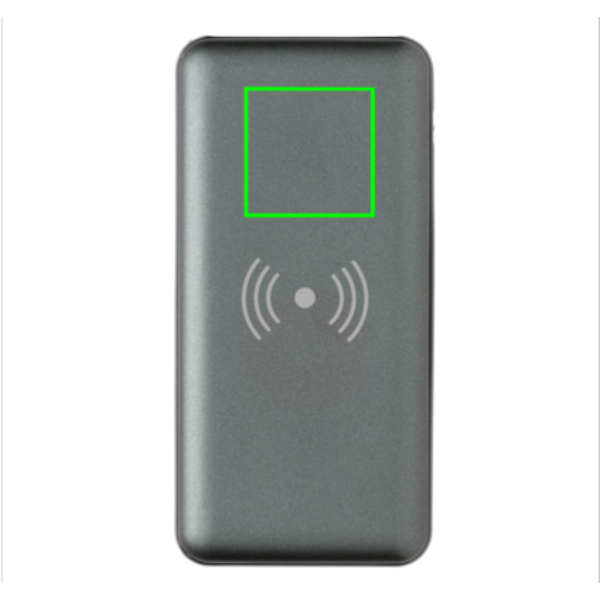 10 000 mAh kiirlaadimine 10 W juhtmeta akupank: Logo asukoht – toote esikülje ülaosa