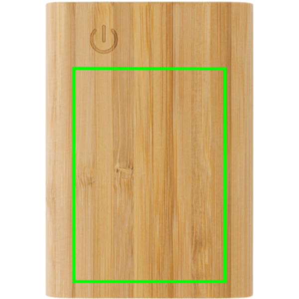 Bambusest 5000 mAh akupank: Logo asukoht – toote esikülg
