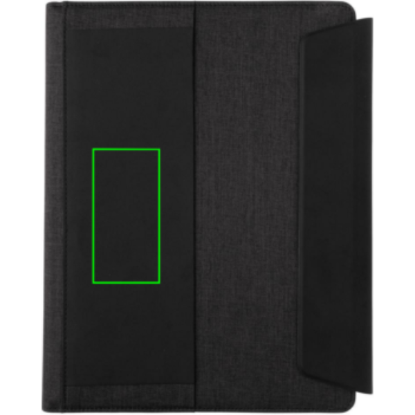 Fiko 5W juhtmevaba laadimisega portfolio A4 koos akupangaga: Logo asukoht – toote esikülje vasak pool