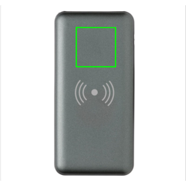 10 000 mAh kiirlaadimine 10 W juhtmeta akupank: Logo asukoht – toote esikülje ülaosa