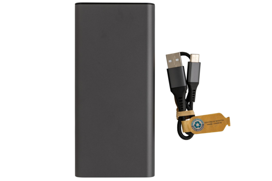 Terra RCS taaskasutatud 20 W alumiiniumist akupank 20 000 mAh: eseme esikülg