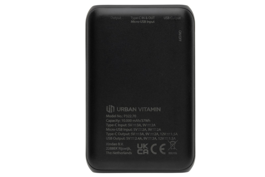 Urban Vitamin Alameda 10 000 mAh 18W PD toitepank: ese tagasi