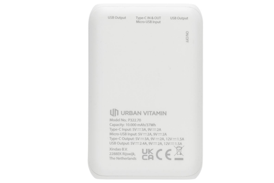 Urban Vitamin Alameda 10 000 mAh 18W PD toitepank: ese tagasi